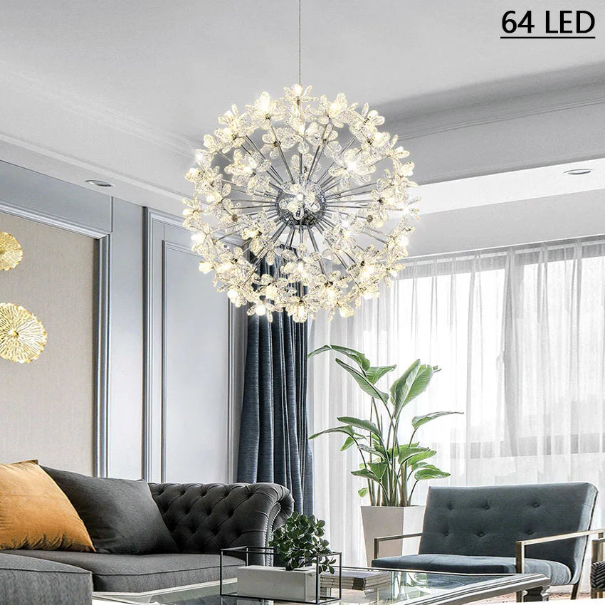 Modern LED crystal dandelion round ball chandelier sandyha