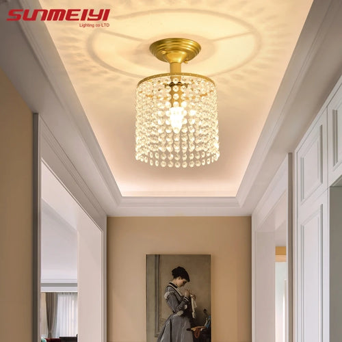 Gold crystal LED ceiling light for interior decor - vue 6 sur 7