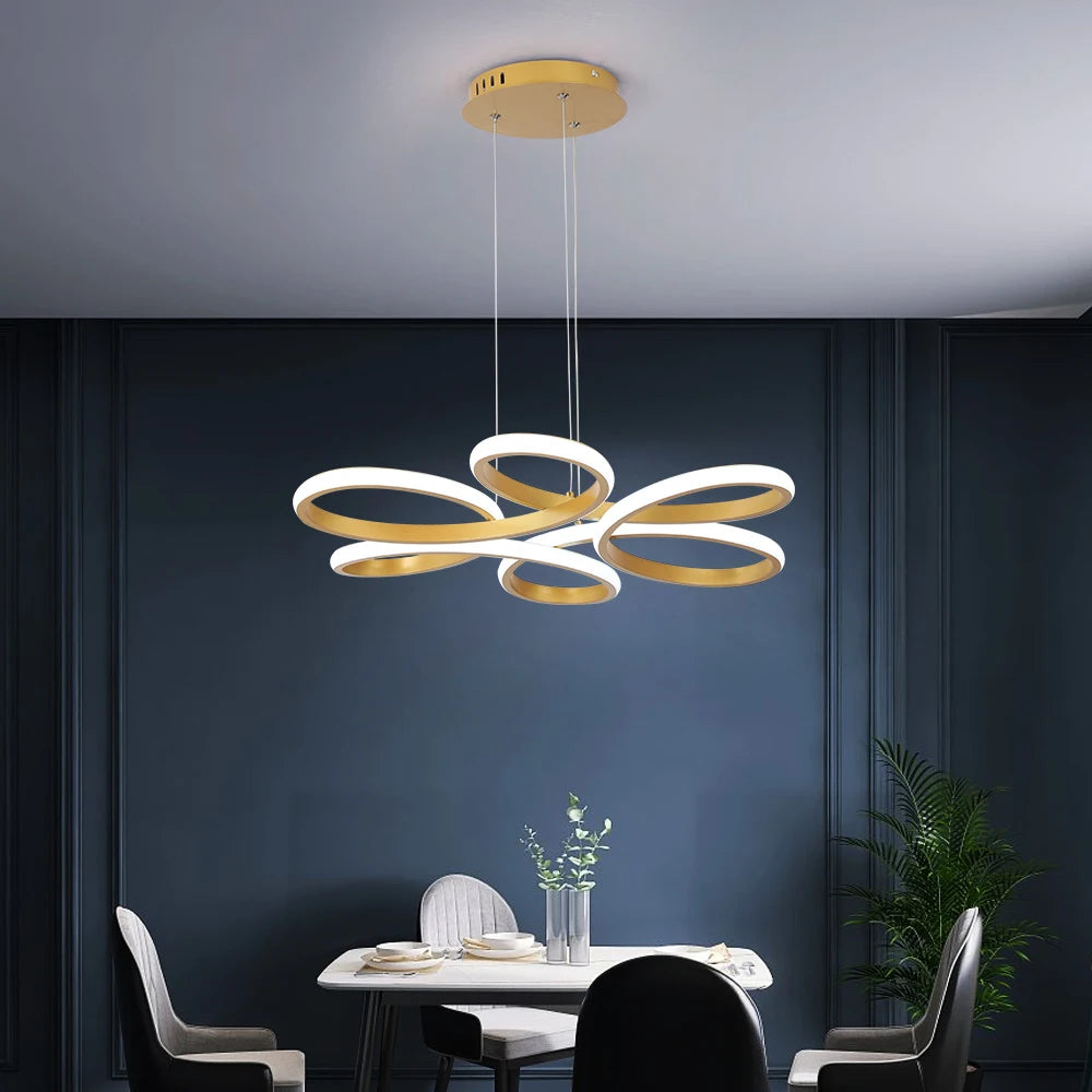 Modern aluminium and acrylic LED chandelier with adjustable remote control