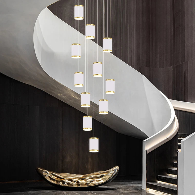 Modern LED chandelier for staircases and contemporary interiors
