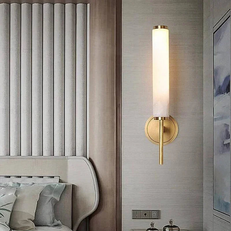 Modern wall light in copper and natural marble with elegant design