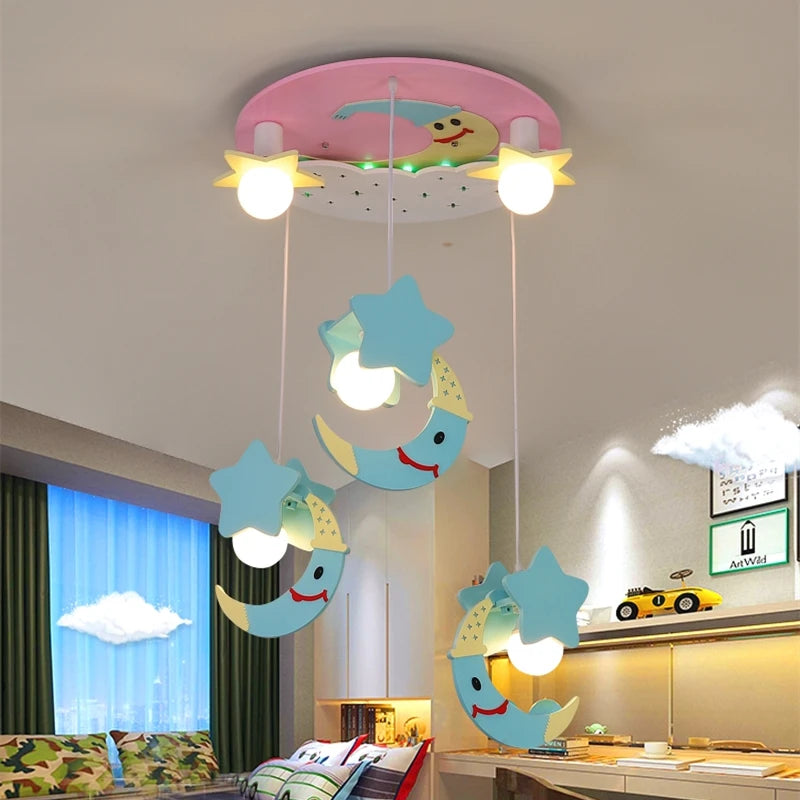 Kawaii moon ceiling light for girl's room modern scandinavian design