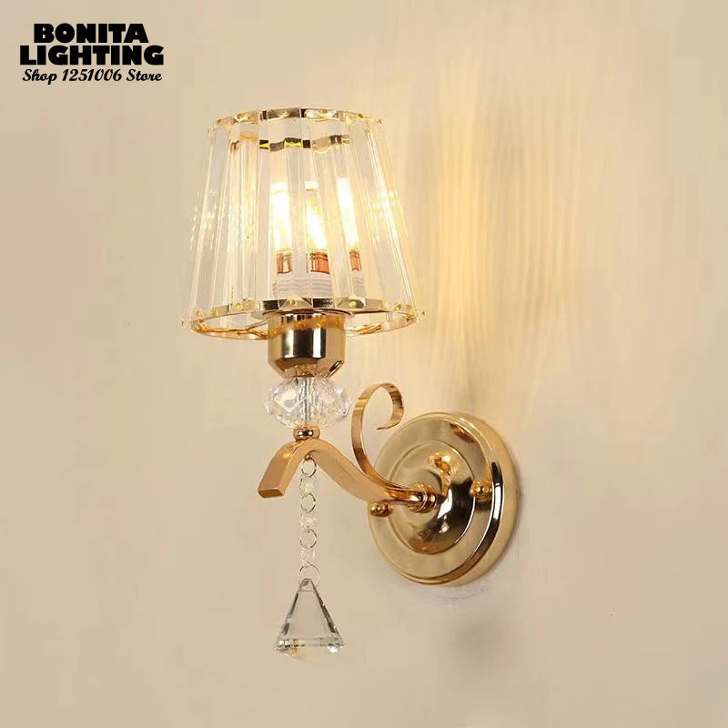 European style crystal wall light with brilliant diamond cut art deco - vue 4 sur 17