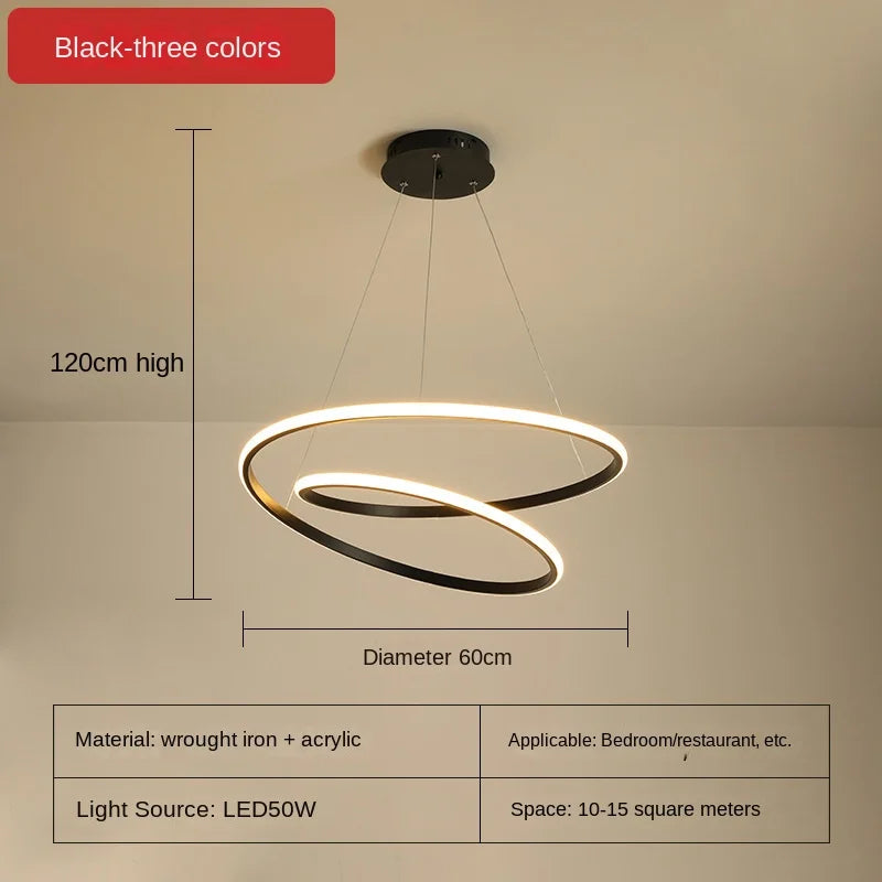 lustre circulaire moderne led éclairage suspendu nordique - vue 10 sur 10