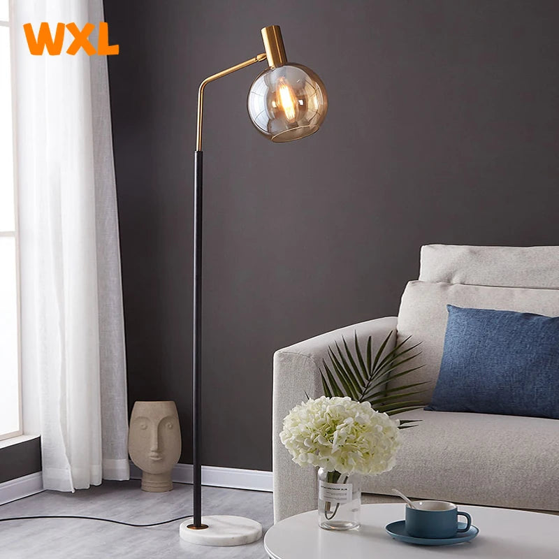 Modern marble LED floor lamp with adjustable lighting