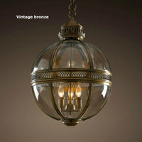 Retro spherical chandelier in iron and glossy glass