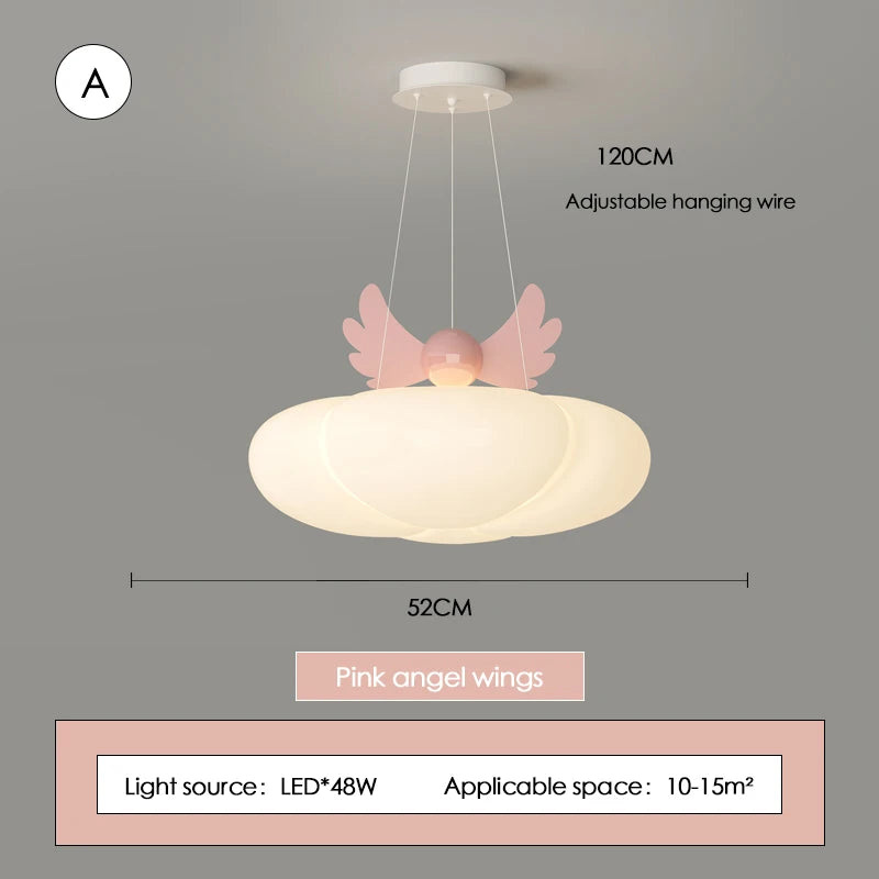 Cute cloud and angel wings chandelier for baby room