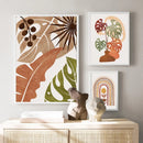 Terracotta monstera vase painting Nordic abstract wall decoration