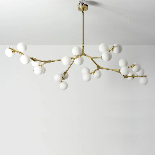 Glass chandelier with tree branches and glowing glass balls - vue 7 sur 12