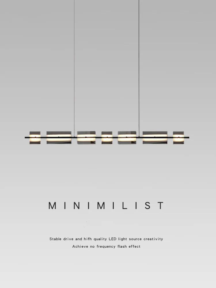 Italian minimalist copper and glass modern chandelier