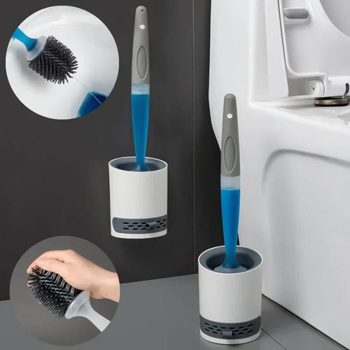 Rechargeable silicone cleaning brush set with wall-mounted holder