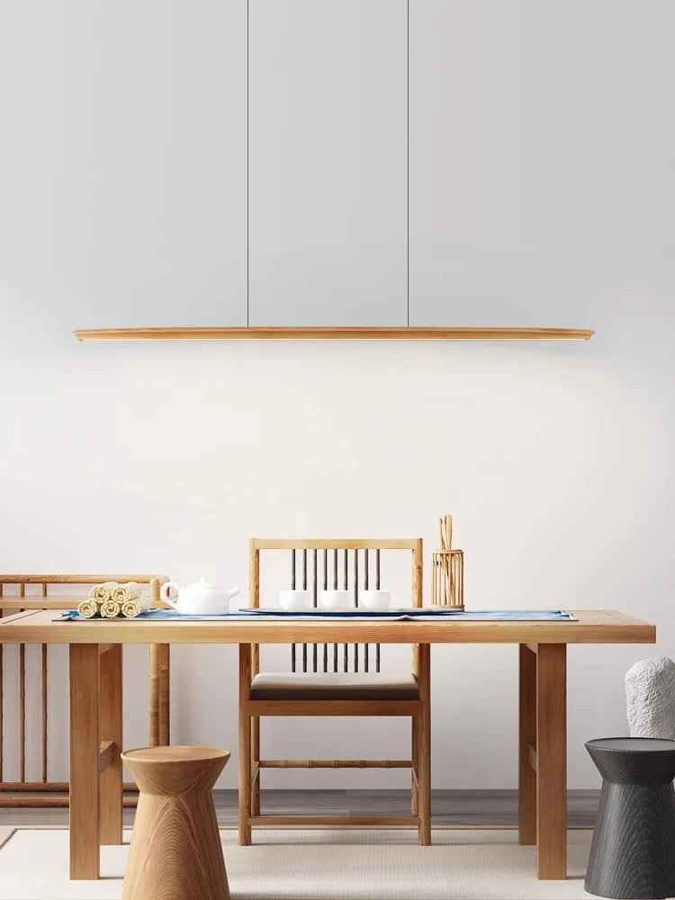 Elegant dimmable wooden chandelier for modern interior lighting - vue 3 sur 15