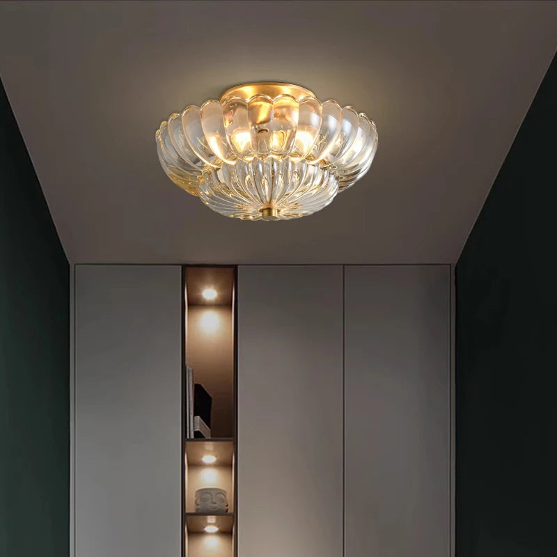 Luxurious and creative European style American retro copper ceiling light