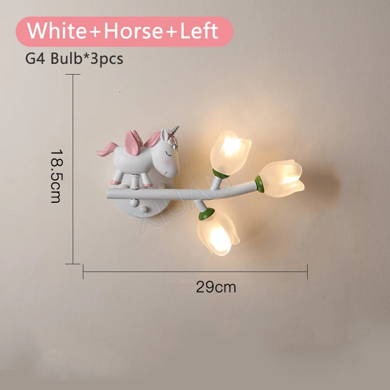 Led g4 wall light girl rabbit flower for children - vue 14 sur 22