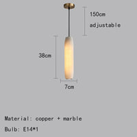 Modern natural marble and brass pendant light with adjustable cord