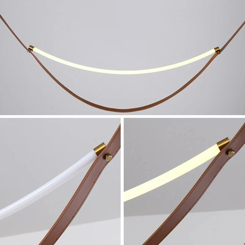 Modern leather belt with LED pendant for decorative lighting - vue 5 sur 14