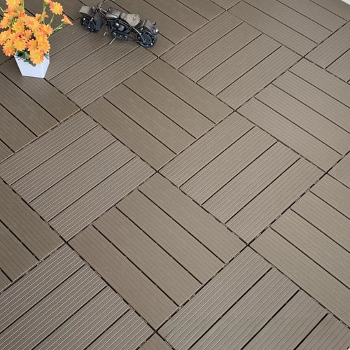Interlocking PVC tiles wood effect for patio or garden 300mm