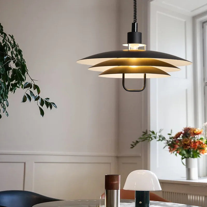 Modern adjustable pendant light with adjustable lifting and telescopic capabilities, dining room, living room, indoor decoration - vue 2 sur 12