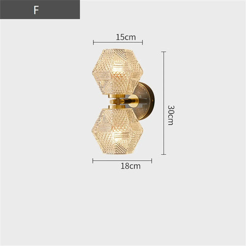 applique murale moderne en cuivre et verre à led décorative - vue 9 sur 12