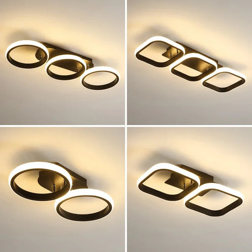 Modern LED ceiling light round square for indoor decor - vue 5 sur 10