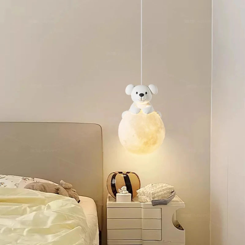 Cute puppy pendant light for children's room decor - vue 5 sur 8