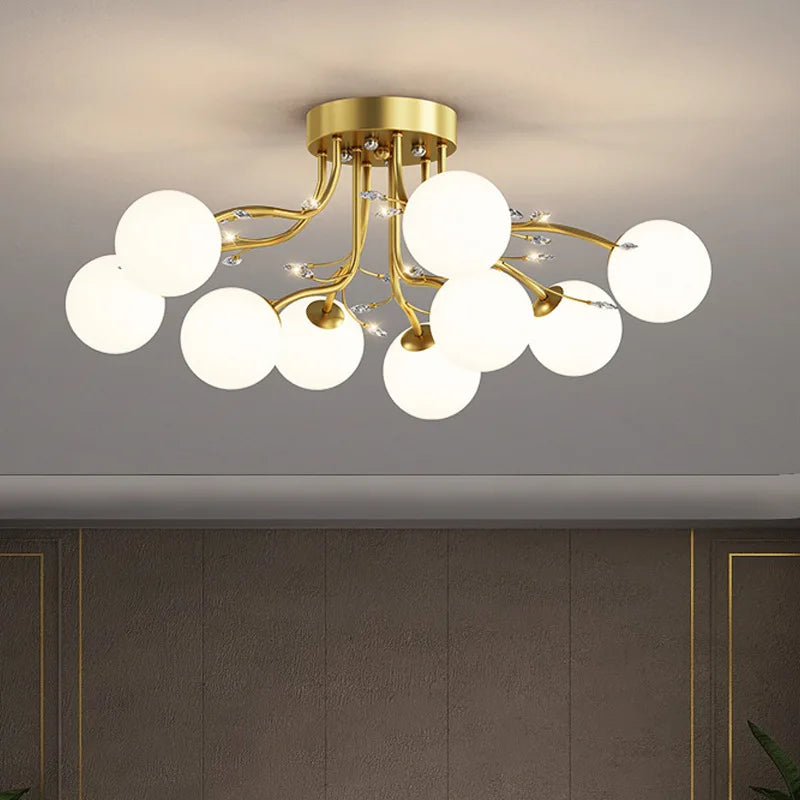 Nordic gold glass ball chandelier decorative indoor light - vue 5 sur 18