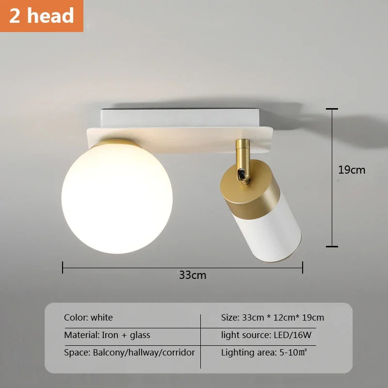 Modern minimalist nordic design glass LED ceiling light - vue 8 sur 9