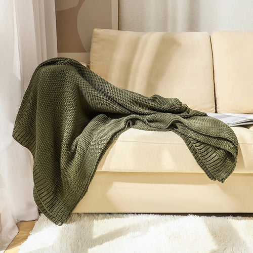 Nordic chequered knitted throw, modern style for living room