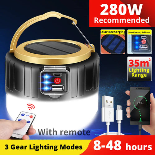 lampe de camping solaire led étanche rechargeable pour activités en extérieur - vue 9 sur 9