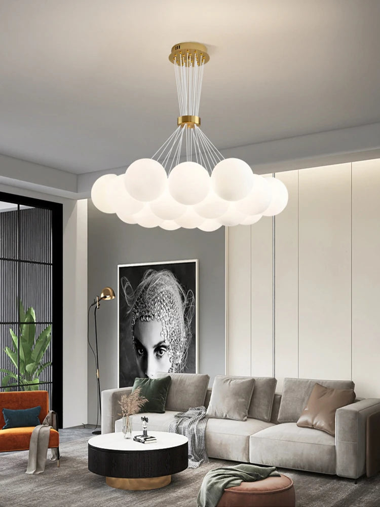 Modern height adjustable spherical LED chandelier for home decoration - vue 3 sur 19