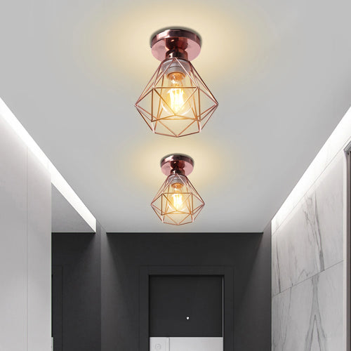 Rustic industrial vintage metal flush mount ceiling light for creative interiors - vue 6 sur 20