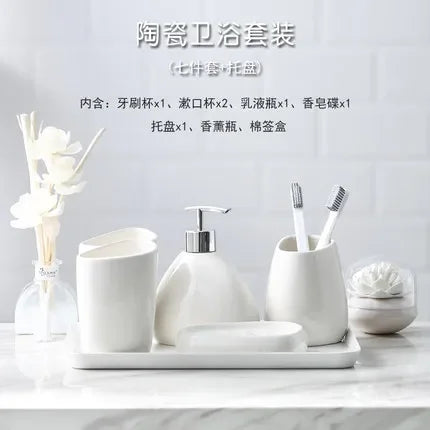 elegant and practical ceramic bathroom accessory set - vue 7 sur 10