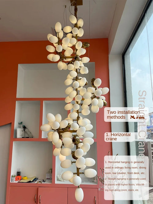 Luxury white glass postmodern chandelier - vue 6 sur 10