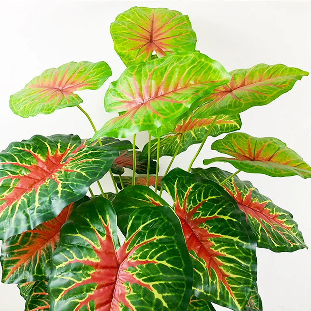 Artificial tropical turtle with decorative branches and leaves - vue 6 sur 9