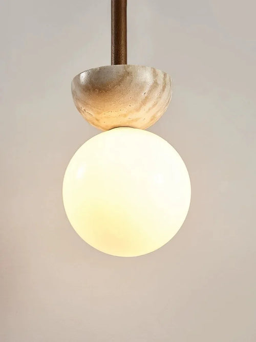 lustre suspendu en travertin jaune style nordique simple - vue 5 sur 7