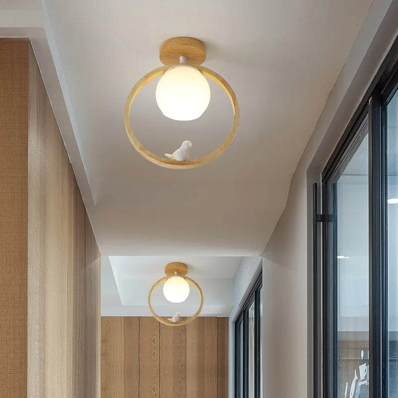 Modern wood pendant light with integrated LED