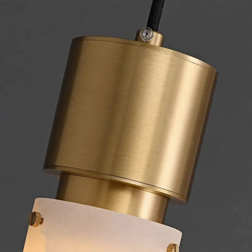 Natural marble chandelier with adjustable cord - vue 6 sur 7