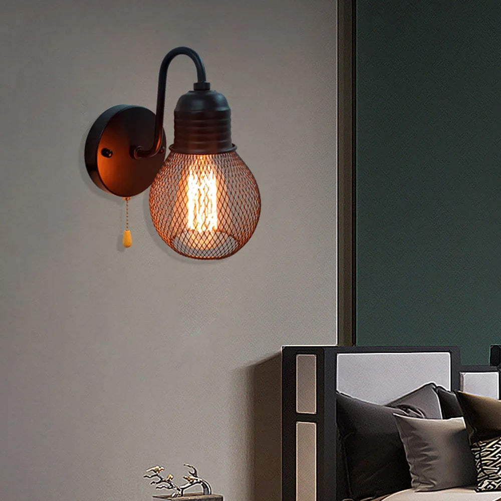 Retro loft wall light with switch for interior decoration - vue 5 sur 6