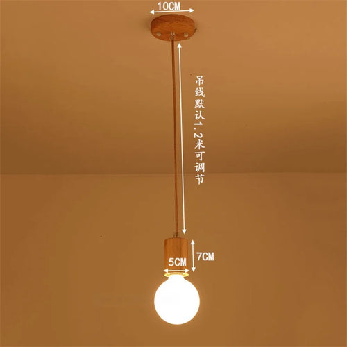 Vintage oak wood pendant light modern design - vue 16 sur 15