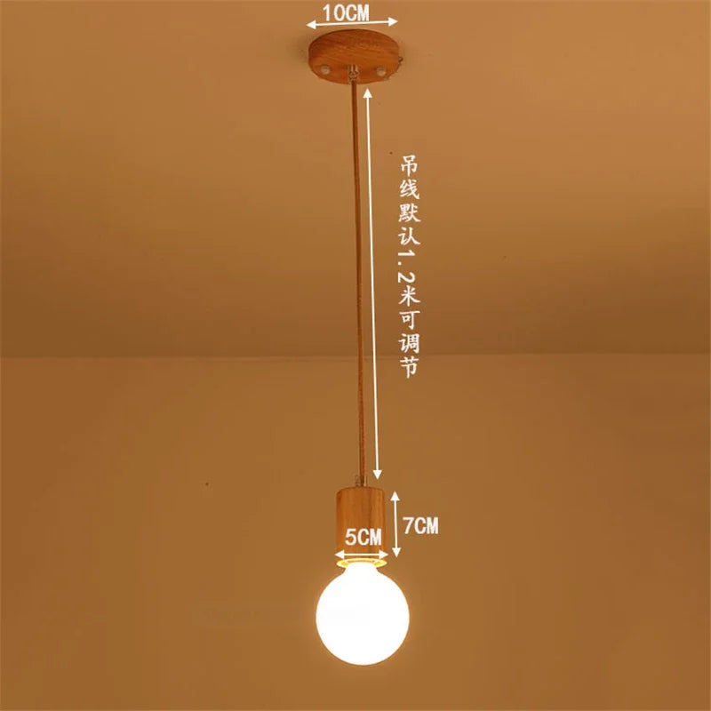 Vintage oak wood pendant light modern design - vue 15 sur 15