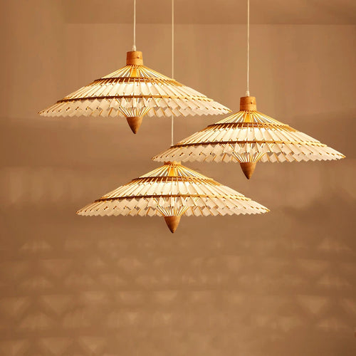 Creative Chinese-style woven bamboo chandelier for decorative lighting - vue 3 sur 12