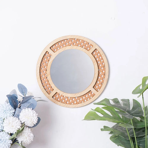 Bohemian round rattan mirror for interior decoration - vue 3 sur 8