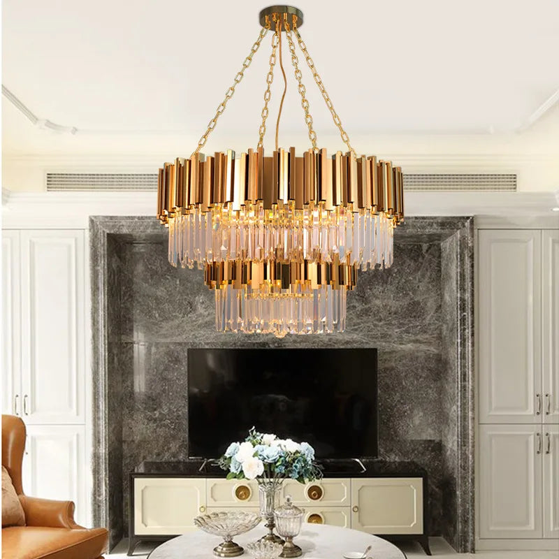 Modern luxury double layer K9 crystal chandelier