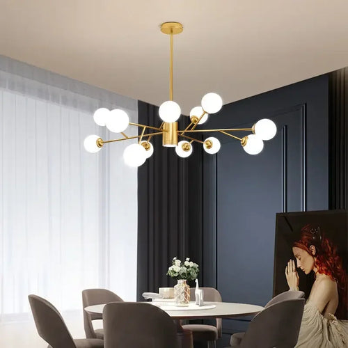 Nordic LED chandelier with glass globe for pendant lights - vue 4 sur 14