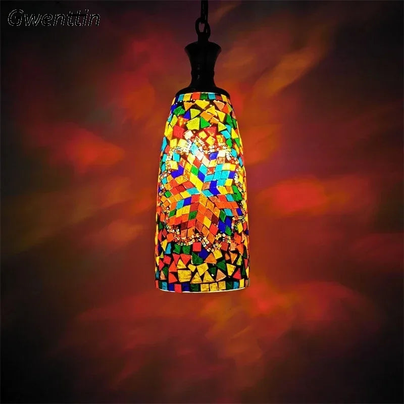 Vintage bohemian stained glass chandelier for interior decor