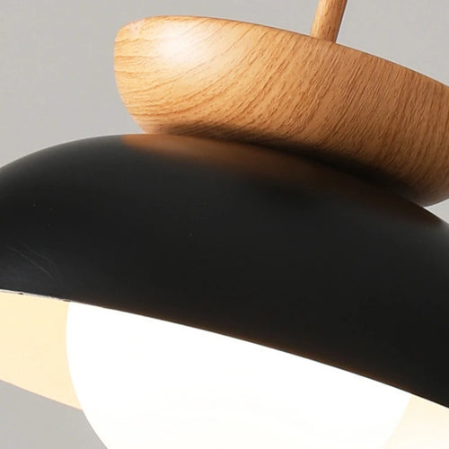 American style metal and wood pendant light for restaurant - vue 6 sur 7
