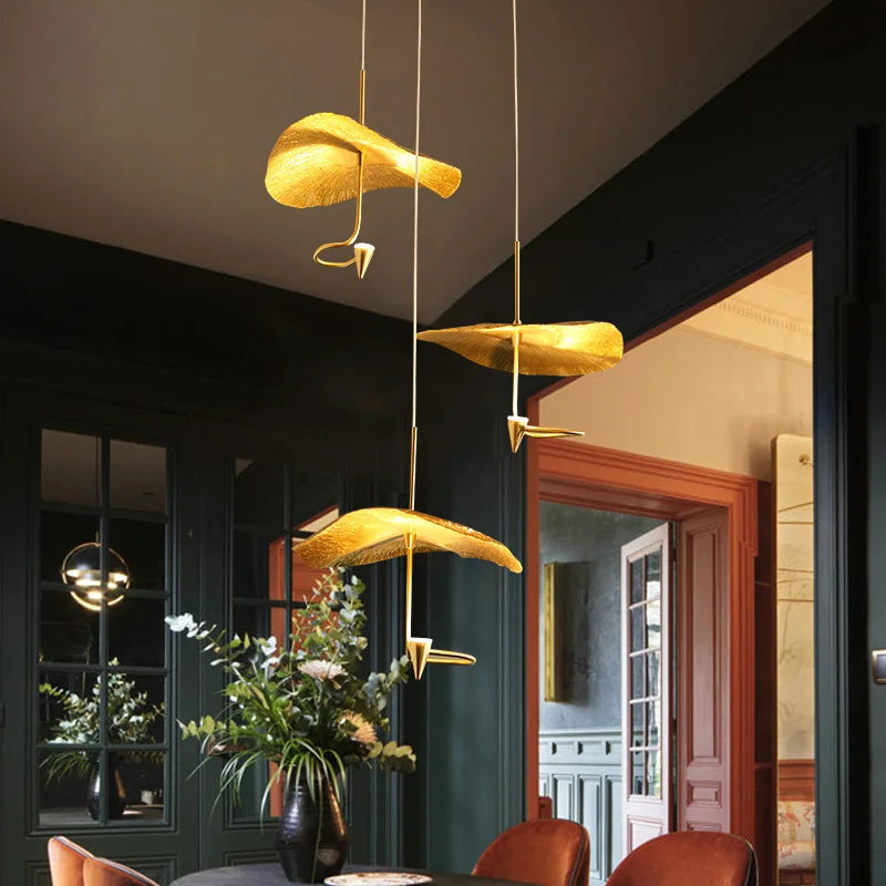 Modern copper LED chandelier for elegant interior decor