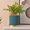 ceramic flower pot vertical lines for indoor plants