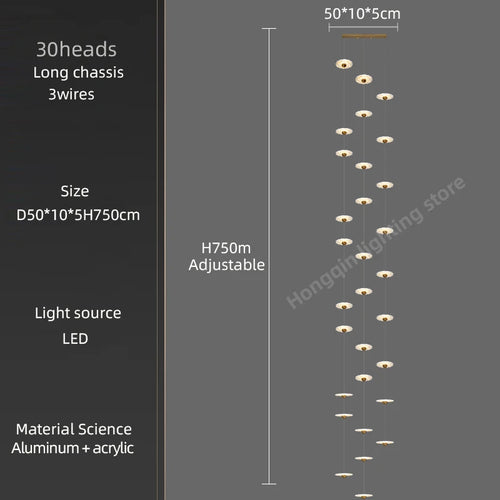 Modern LED chandelier for elegant indoor lighting - vue 24 sur 26