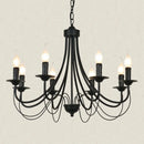 Vintage wrought iron chandelier with candle and black metal